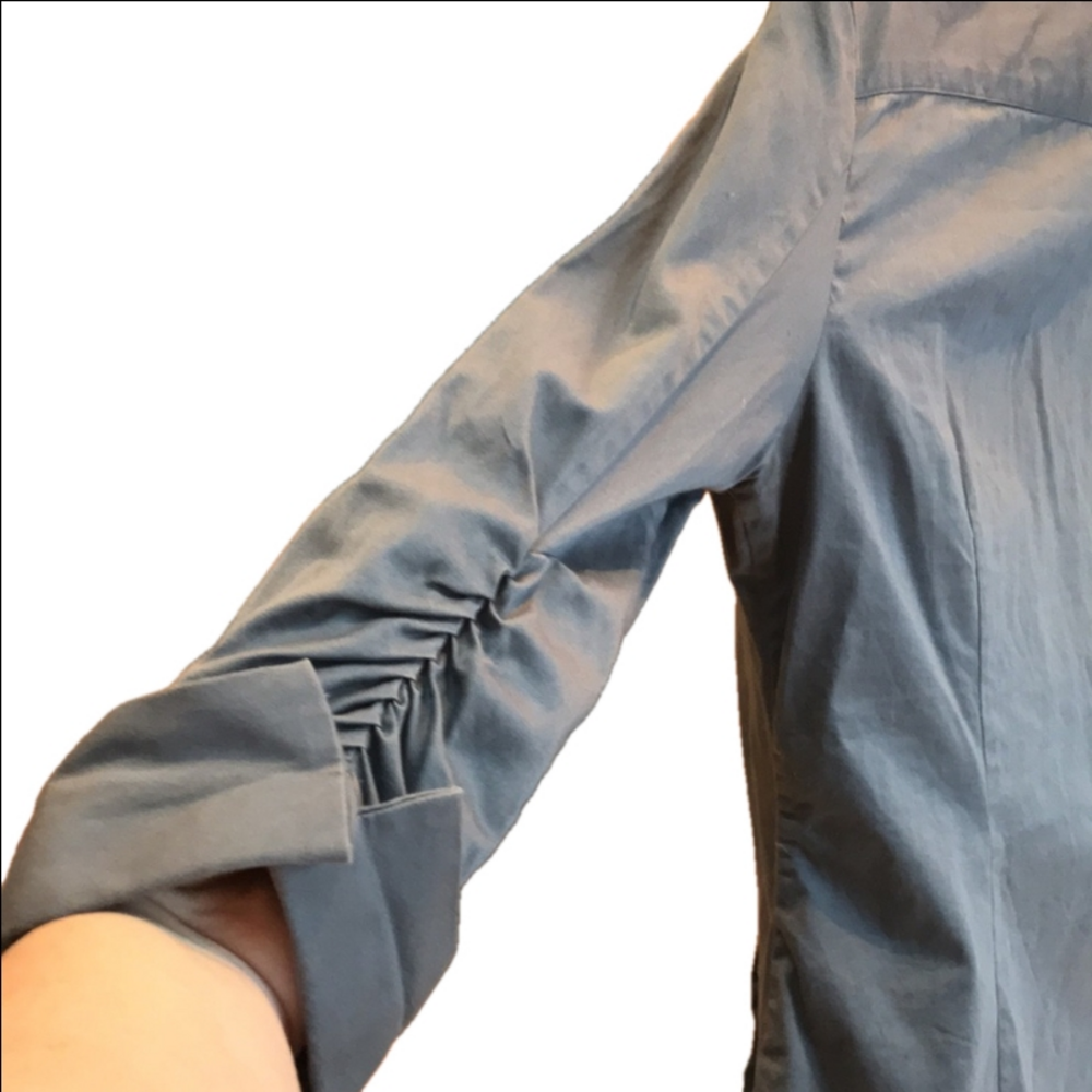 Banana Republic Grey Tailored Crisp Cotton Button Up Dress Shirt Women's S - Picture 10 of 16